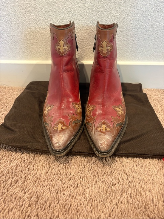 Donald J. Pliner Shoes - Donald J Pliner Western Couture Red Brown Leather Fleur de Lis Boots 11M